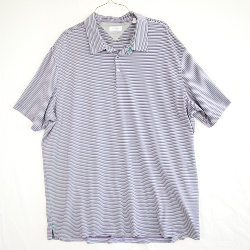 Adidas Polo Shirt Mens XL Adi Pure Golf Performance Purple Striped Short Sleeve